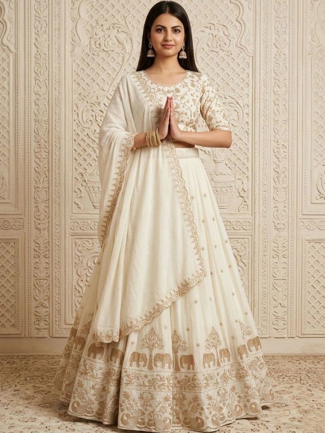 all about you Embroidered Thread Work Semi-Stitched Lehenga & Blouse With Dupatta thumbnail 3