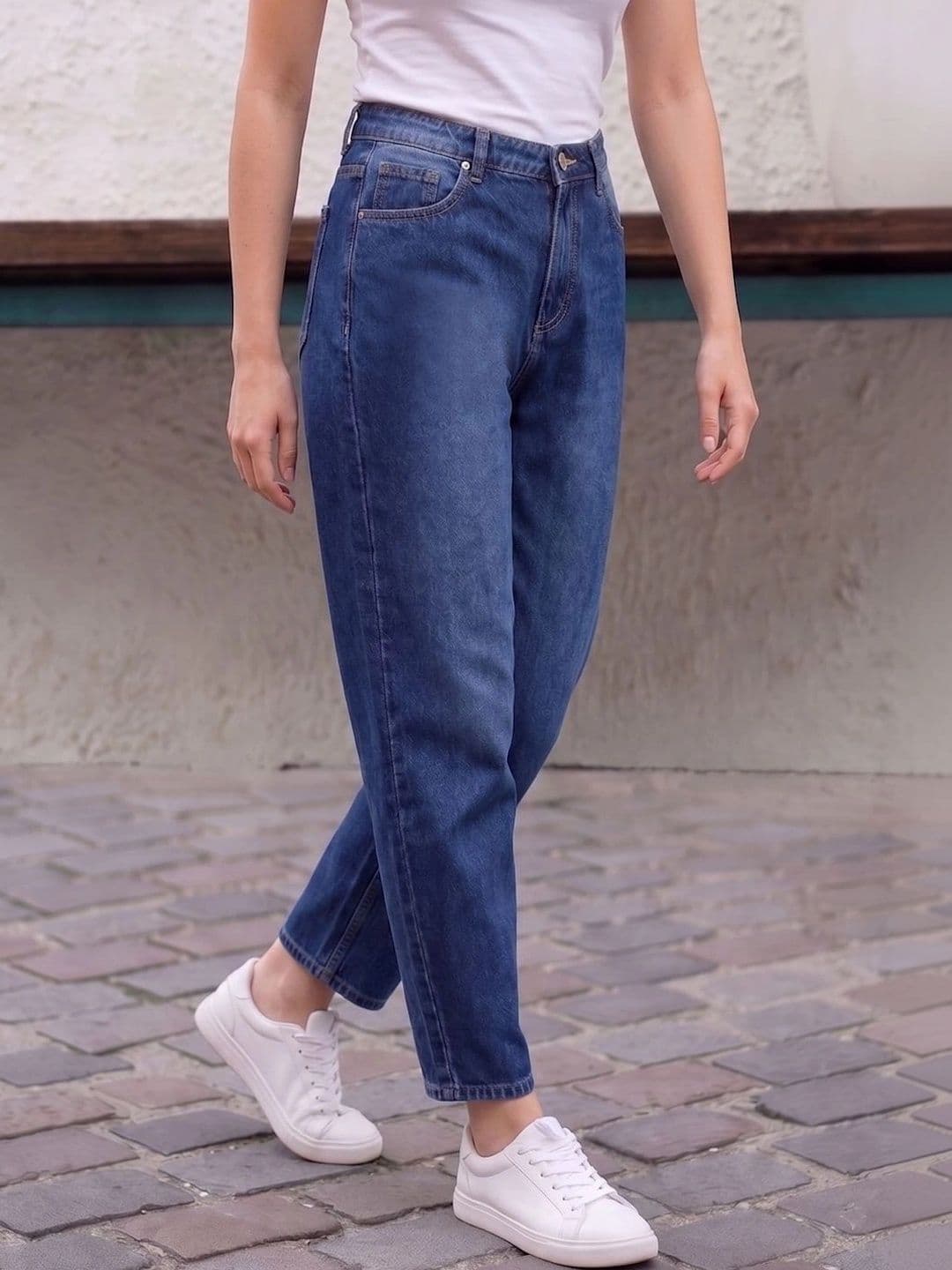 Style Quotient Women Barrel Fit High Rise Cotton Jeans thumbnail 3