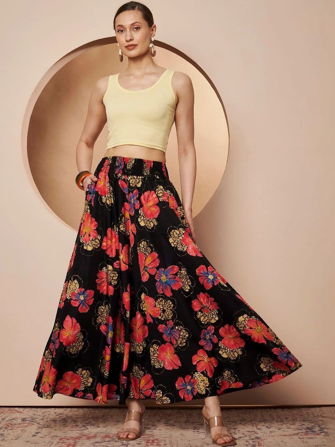 CORSICA Women Floral Printed Knitted Ethnic Palazzos thumbnail 5