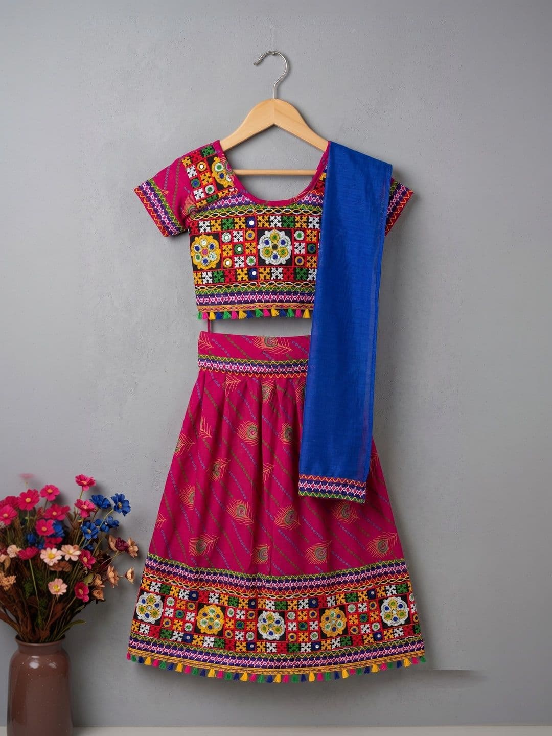 ahhaaaa Girls Embroidered Mirror Work Ready to Wear Lehenga & Blouse With Dupatta thumbnail 5