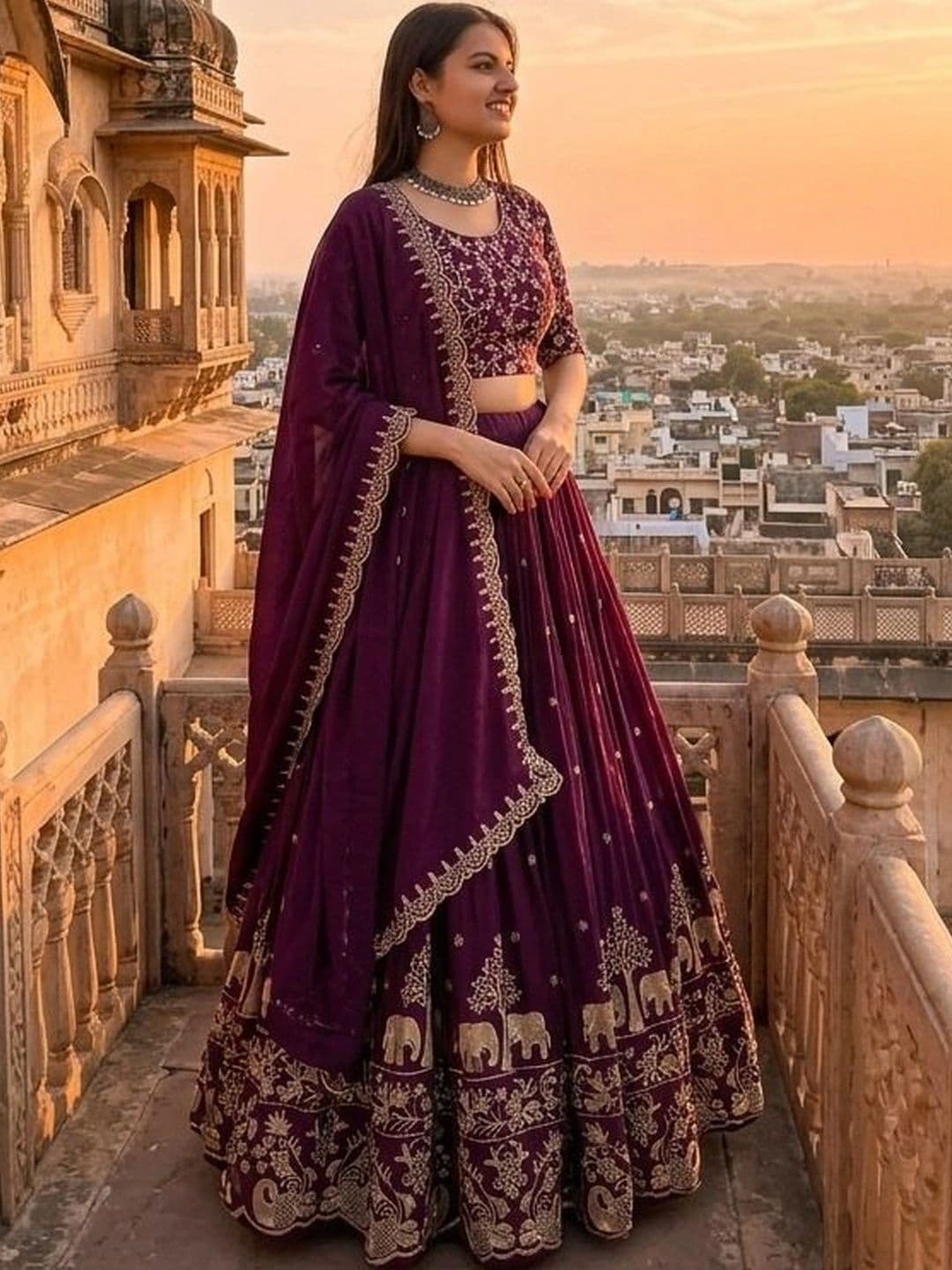 all about you Embroidered Thread Work Semi-Stitched Lehenga & Blouse With Dupatta thumbnail 2