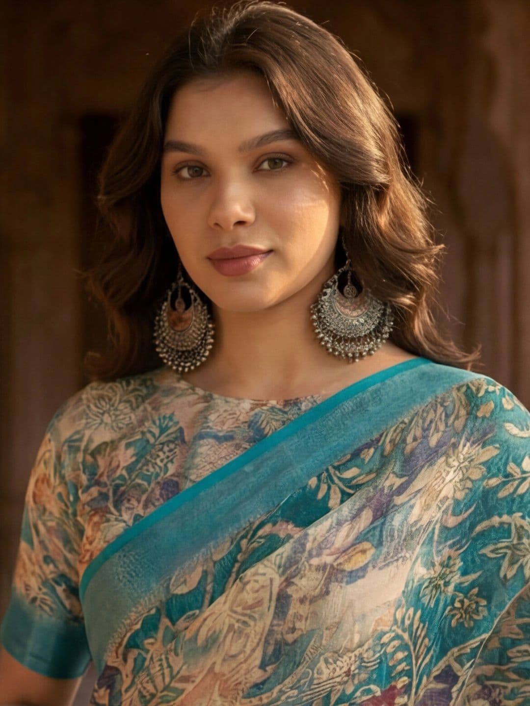 Anouk Rustic Floral Zari Pure Linen Designer Khadi Saree thumbnail 2