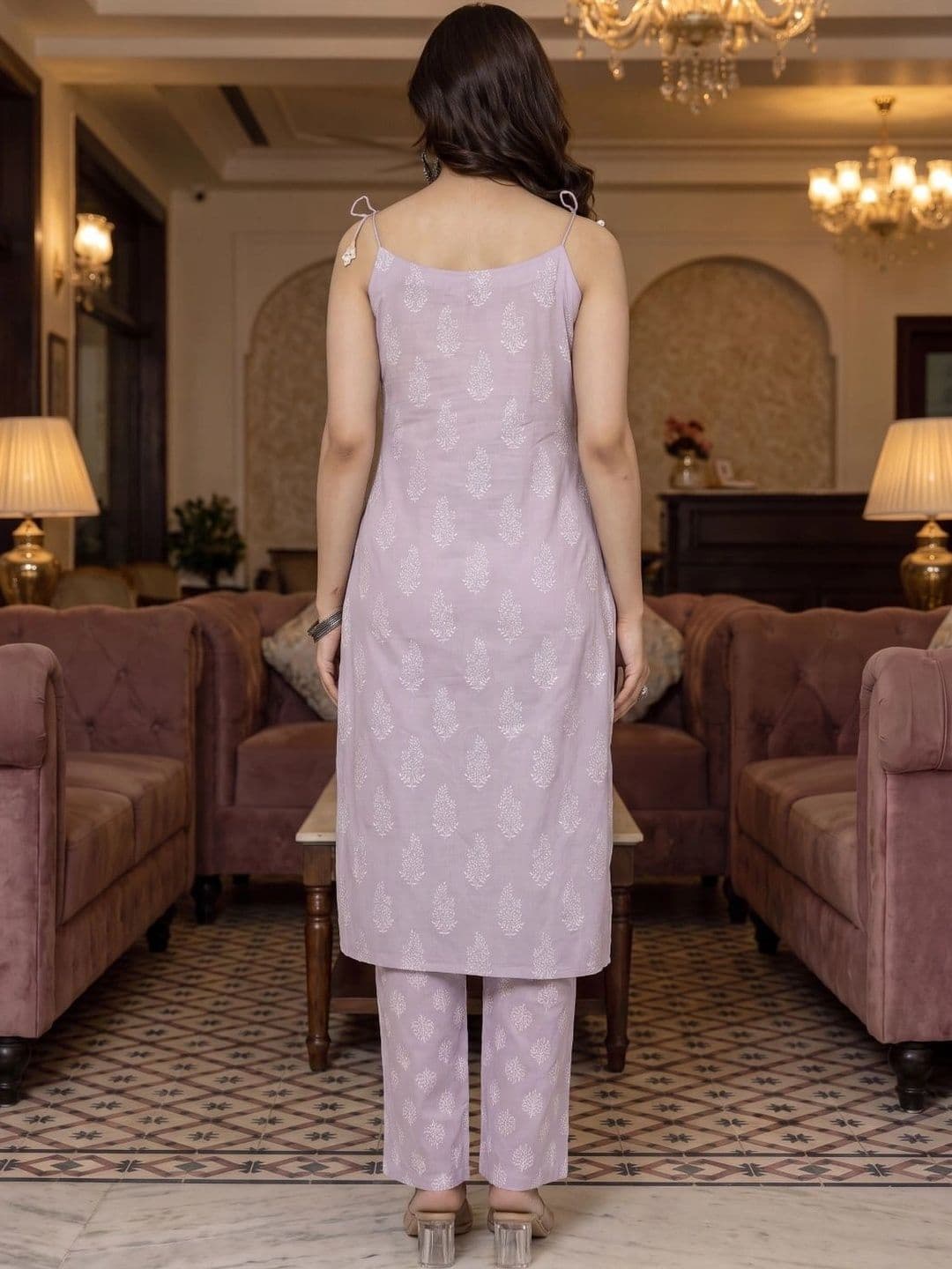BrownEra Women Ethnic Motifs Printed Regular Mirror Work Kurta with Trousers & With Dupatta thumbnail 4