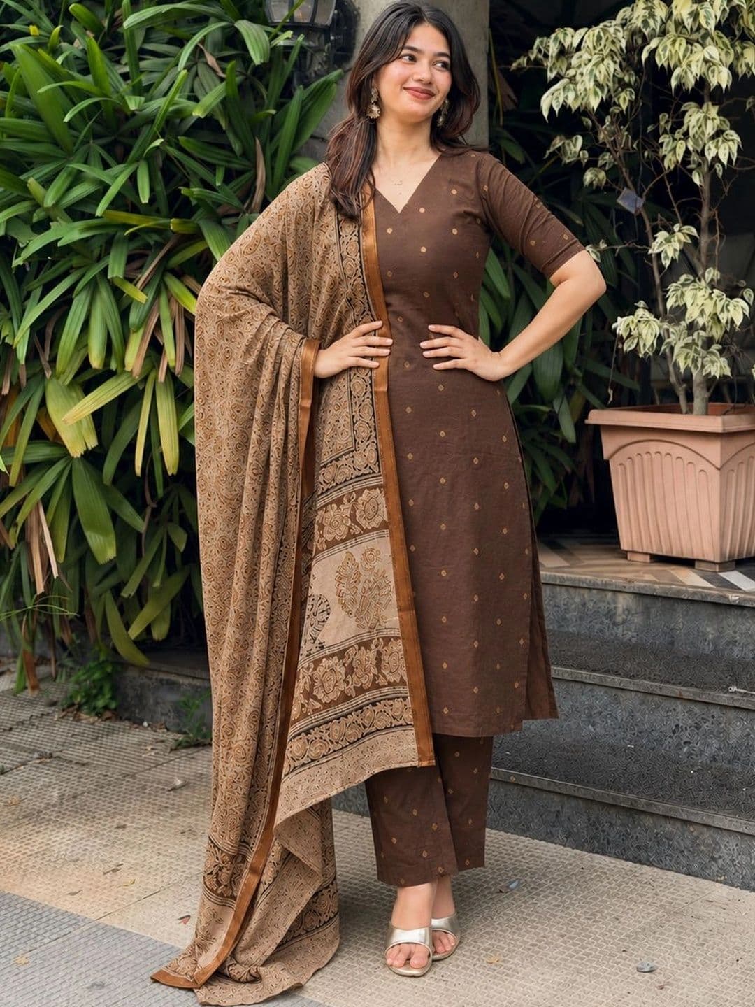 KALINI Women Ethnic Motifs Regular Kurta with Trousers & With Dupatta thumbnail 2