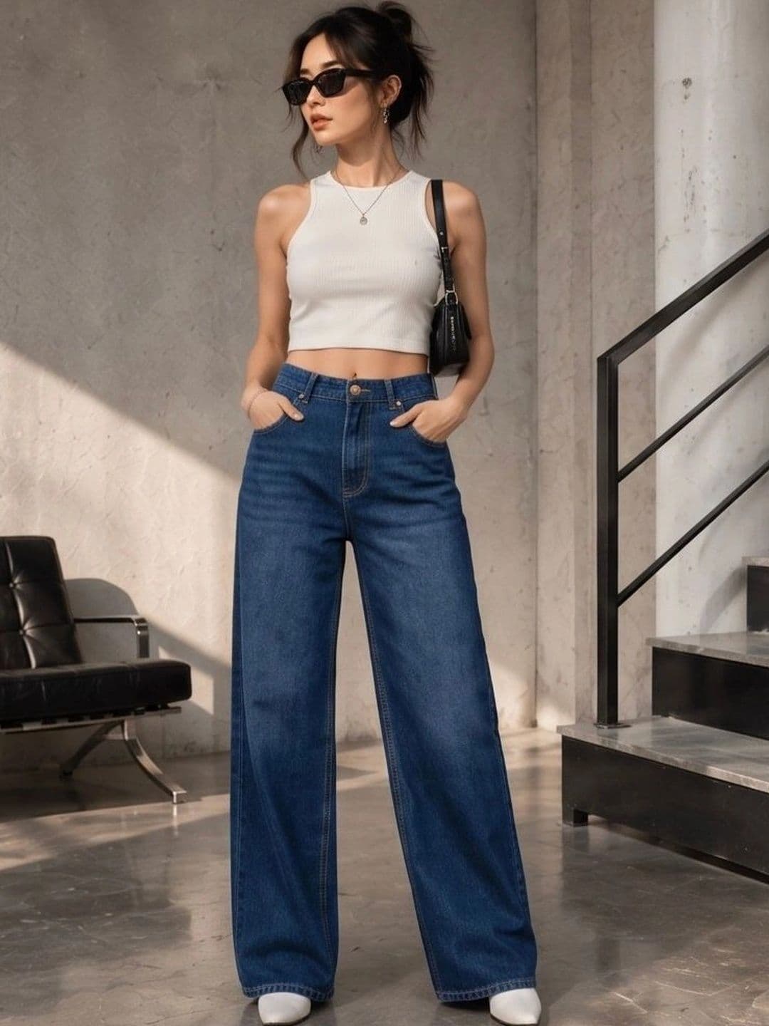 MERCEL Women Original Wide Leg High-Rise Light Fade Stretchable Jeans thumbnail 2