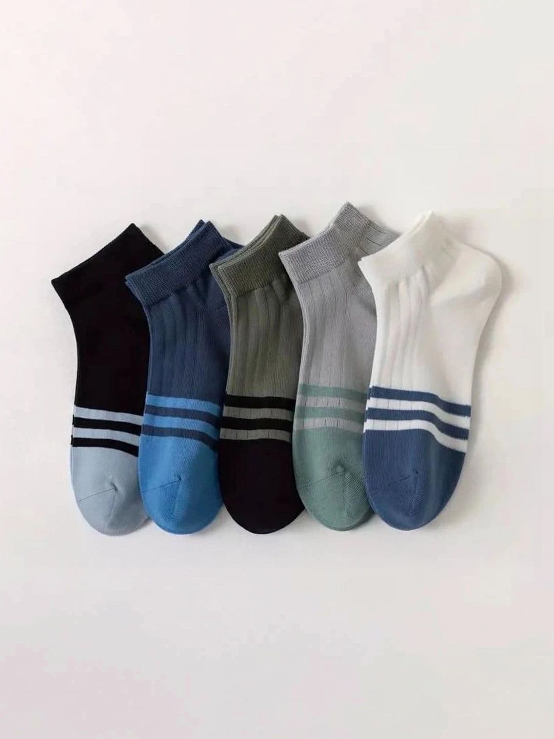 DJN CREATION Unisex Pack of 5 Cotton Blend Colourblocked Ankle Length Socks thumbnail 4