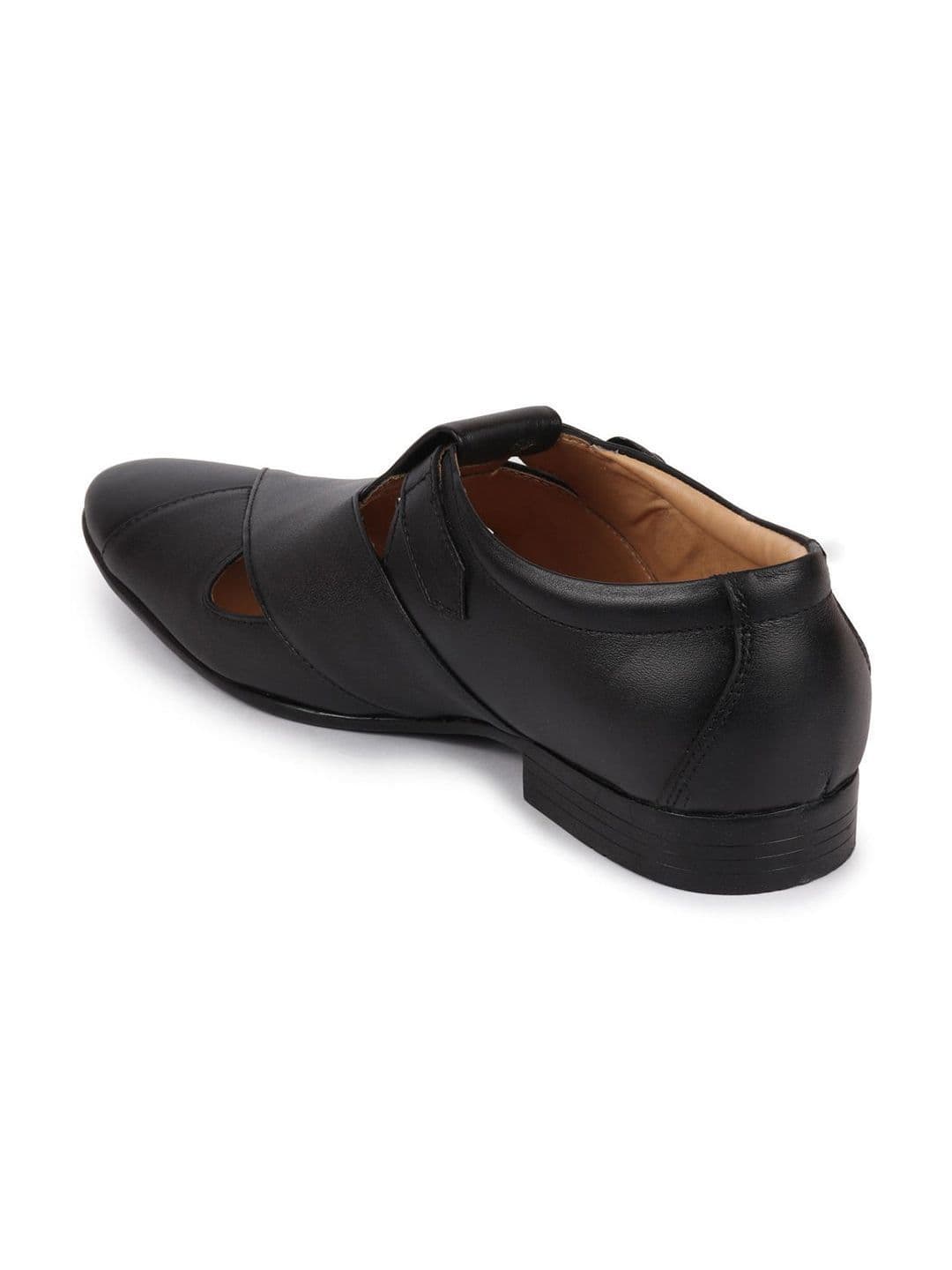 FAUSTO Men Black Leather Shoe-Style Sandals thumbnail 6