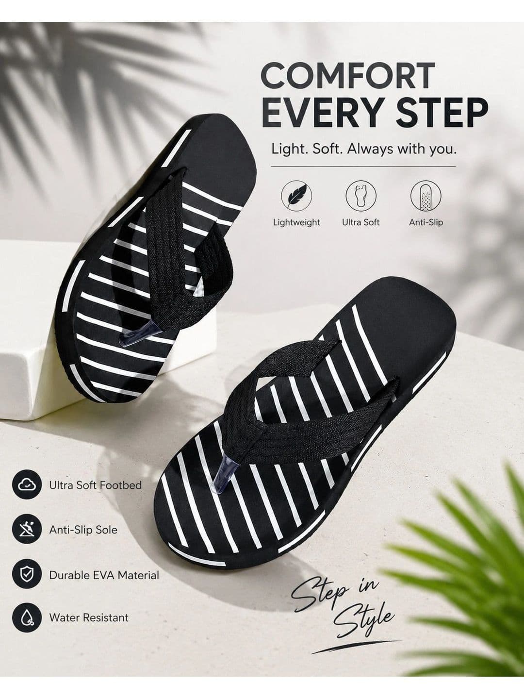 ENRIZZ Men Striped Thong Flip-Flops thumbnail 4
