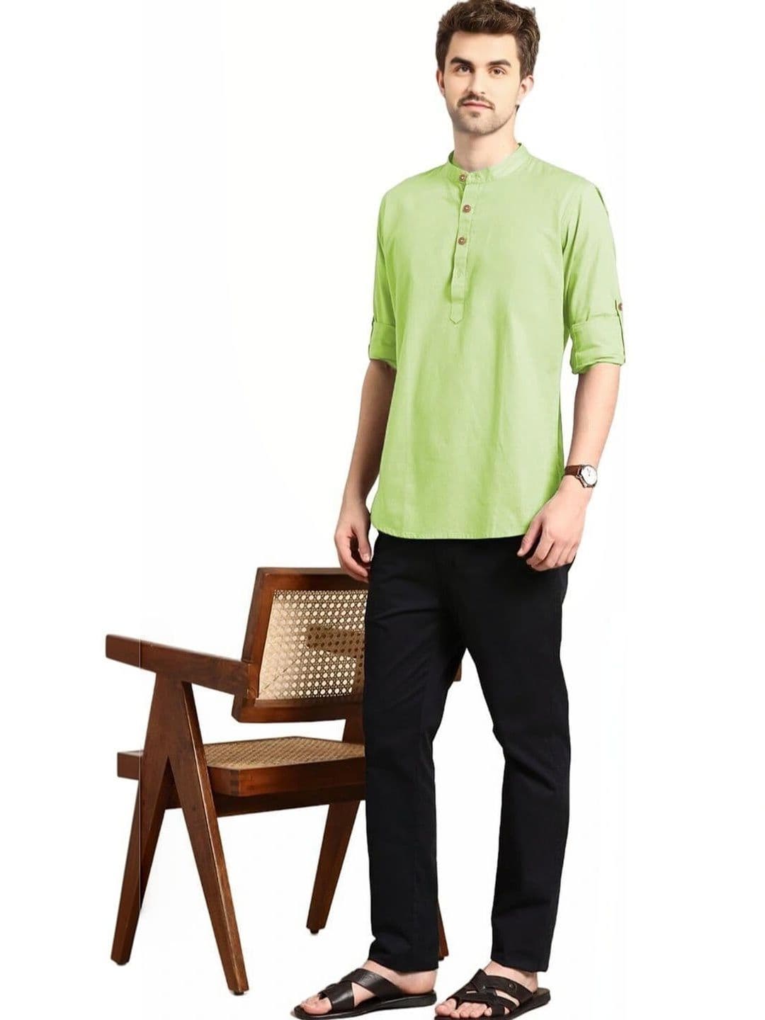 Amrit Trending Men Pack of 2 Cotton Mandarin Collar Kurta - view 1