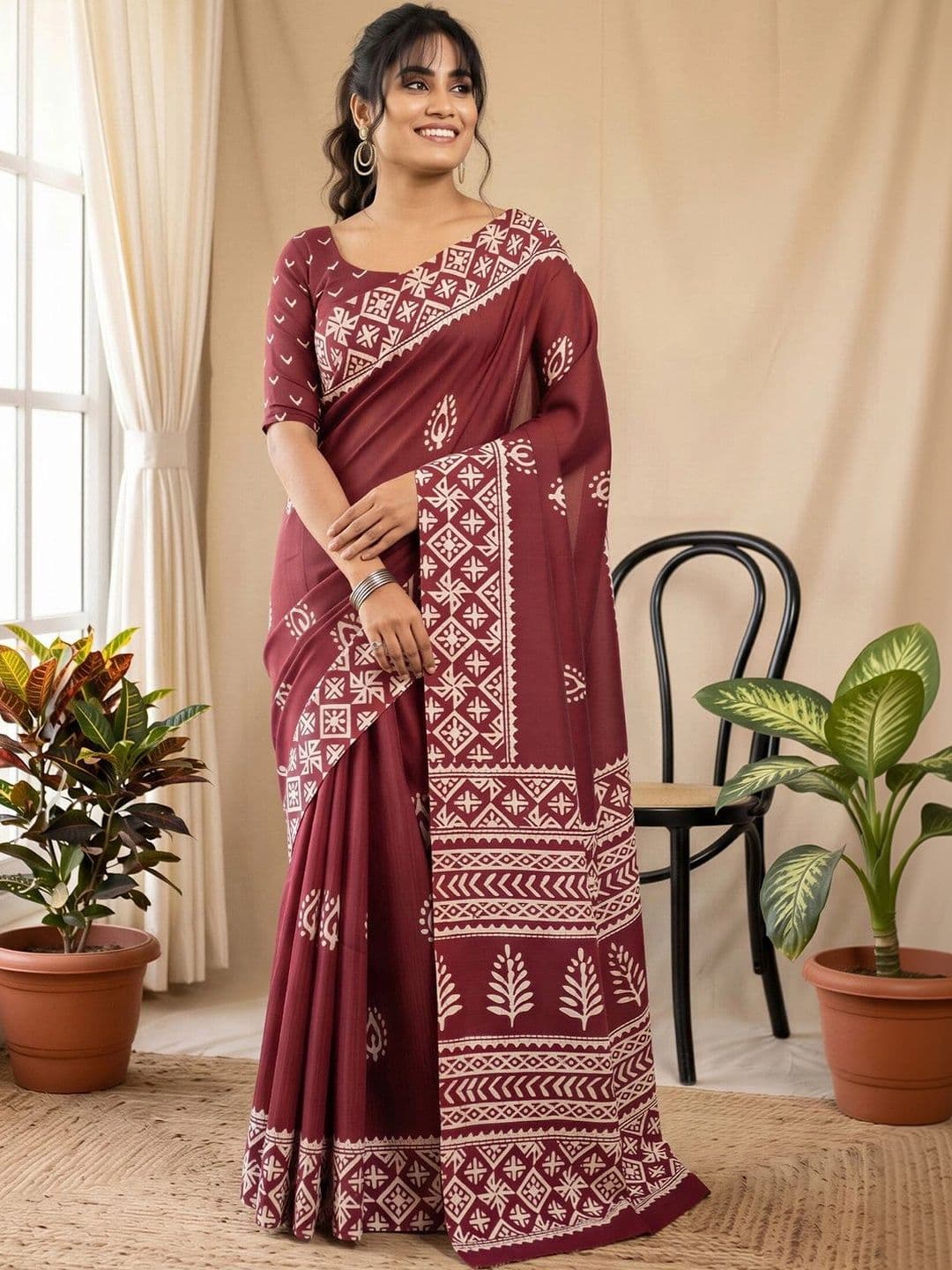 Anouk Batik Designer Block Print Saree - view 1