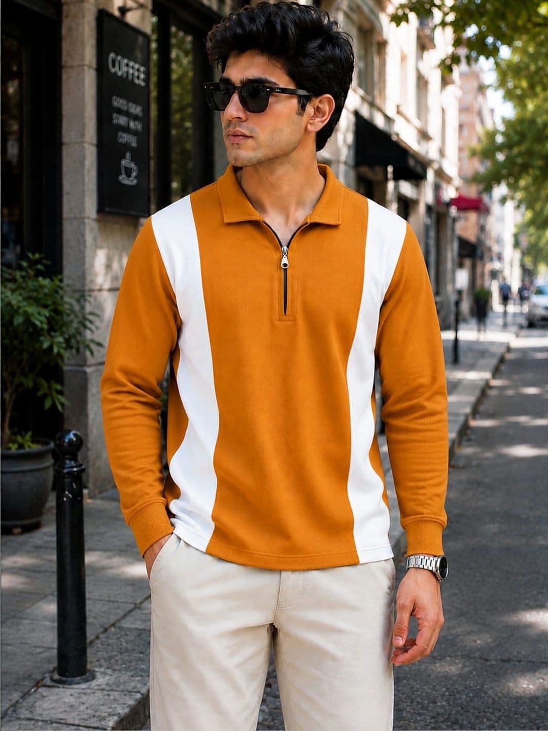 Blushme Men Colourblocked Polo Collar T-shirt - view 1