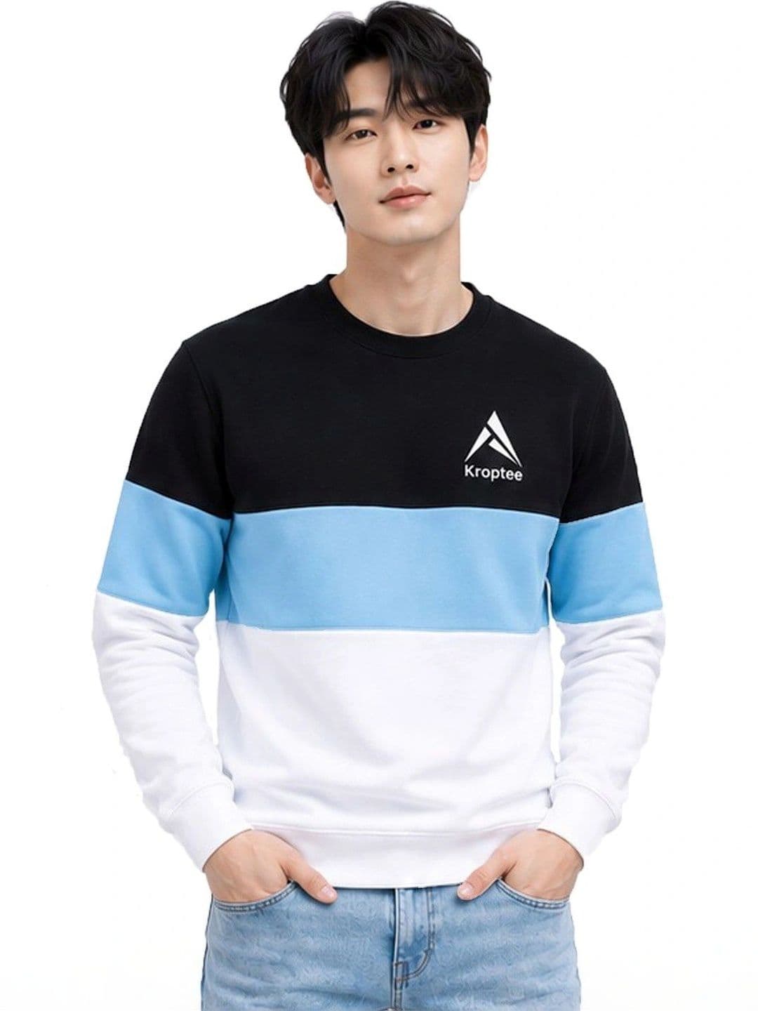 Kroptee Men Colourblocked Logo T-shirt Pack thumbnail 4