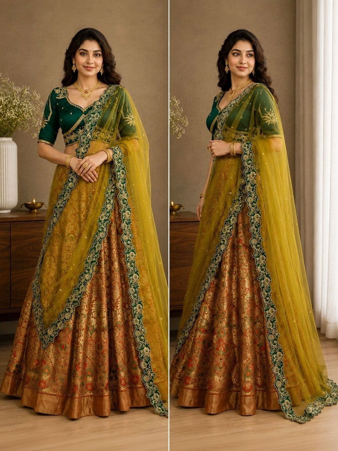 KALINI Embroidered Ready to Wear Lehenga & Unstitched Blouse With Dupatta thumbnail 6