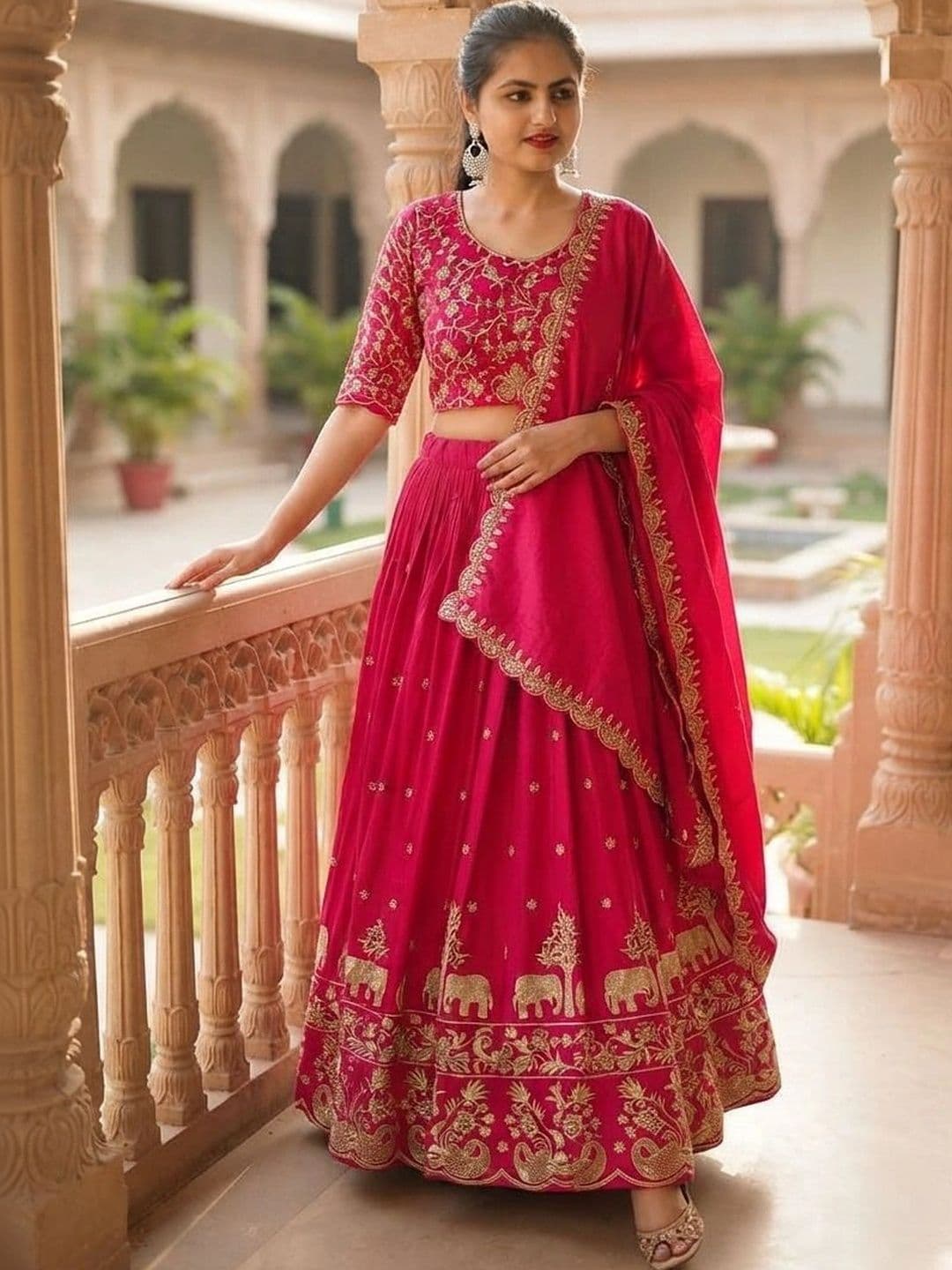all about you Embroidered Semi-Stitched Lehenga & Blouse With Dupatta - view 1