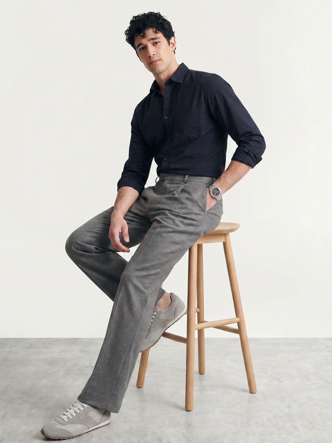 Mast & Harbour Easy Drape Navy Blue Shirt thumbnail 4