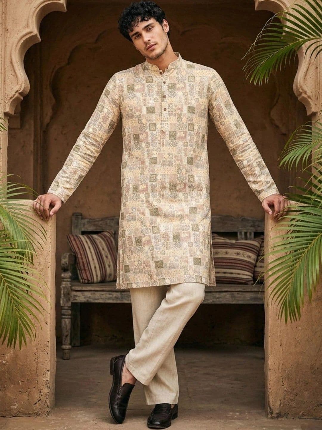 DRIP CHOWK Men Ethnic Motifs Printed Jacquard Kurta thumbnail 5