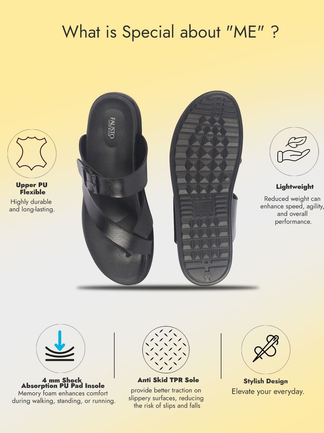 FAUSTO Men PU Comfort Sandals thumbnail 3