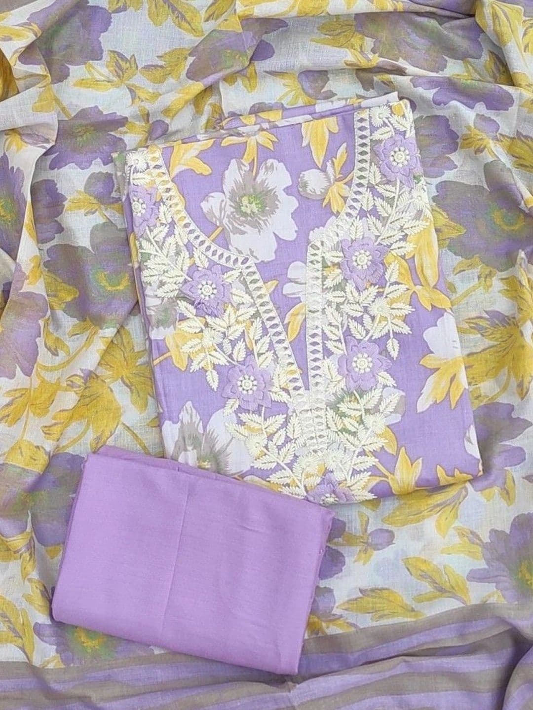 FAB JUNCTION Printed Pure Cotton Unstitched Dress Material thumbnail 3