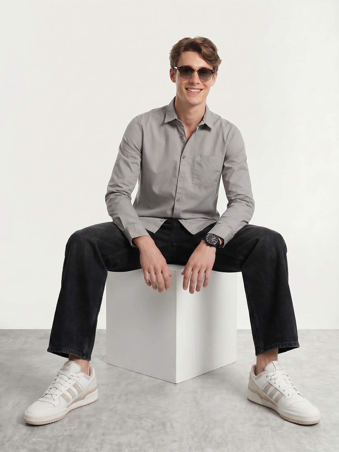 Mast & Harbour Easy Drape Grey Shirt thumbnail 2