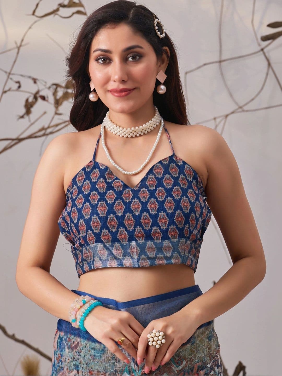 Moda Rapido Ethnic Motifs Linen Blend Designer Saree thumbnail 5