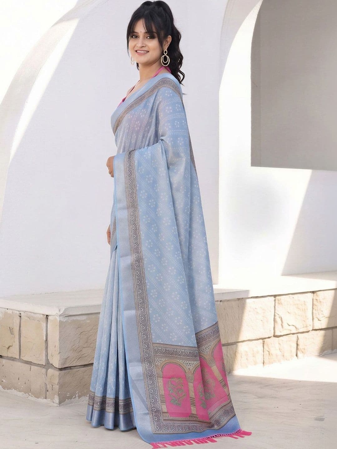 Anouk Woven Design Silk Cotton Designer Saree thumbnail 3