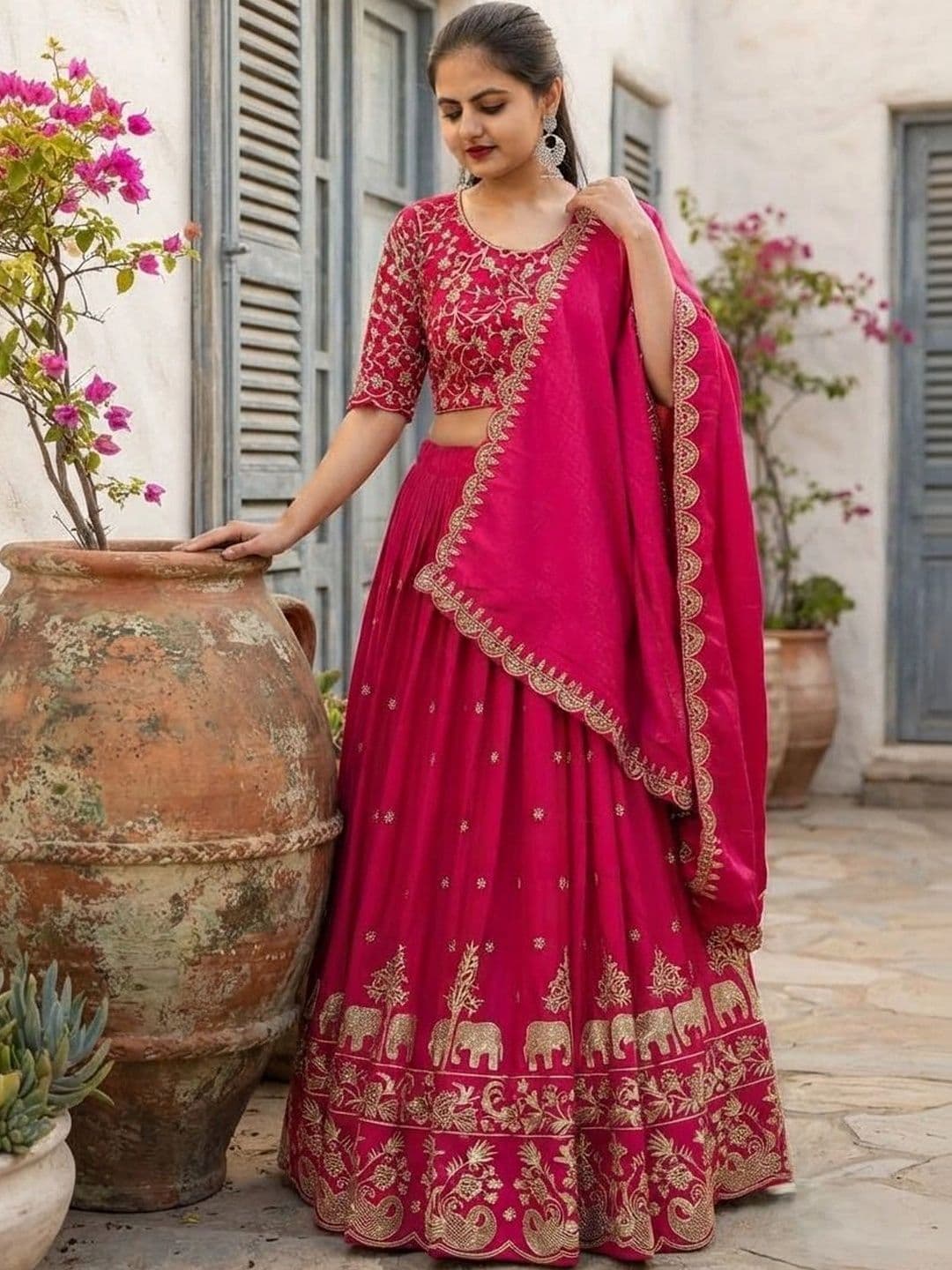 all about you Embroidered Semi-Stitched Lehenga & Blouse With Dupatta thumbnail 3