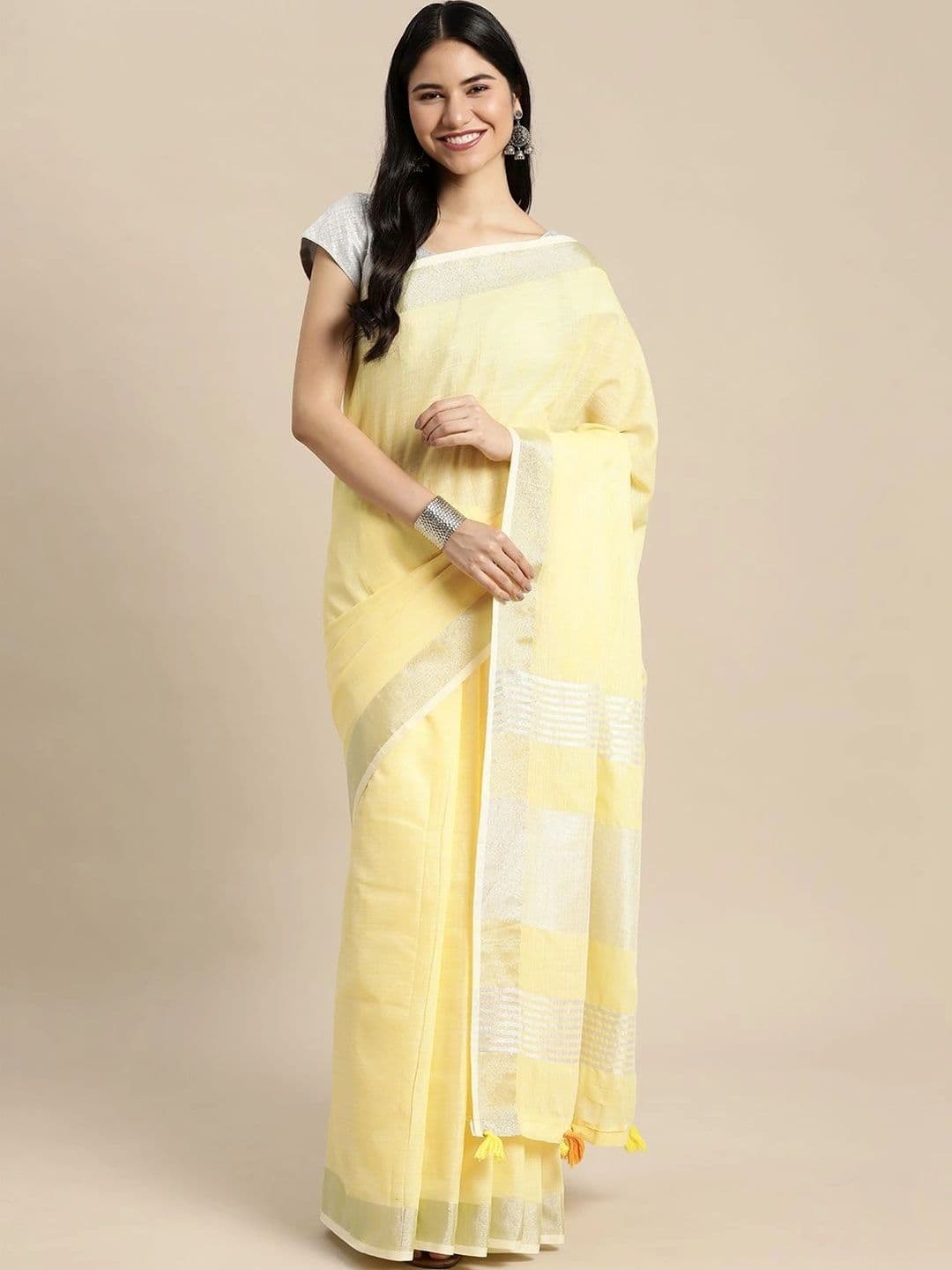 Mitera Striped Linen Blend Saree - view 1