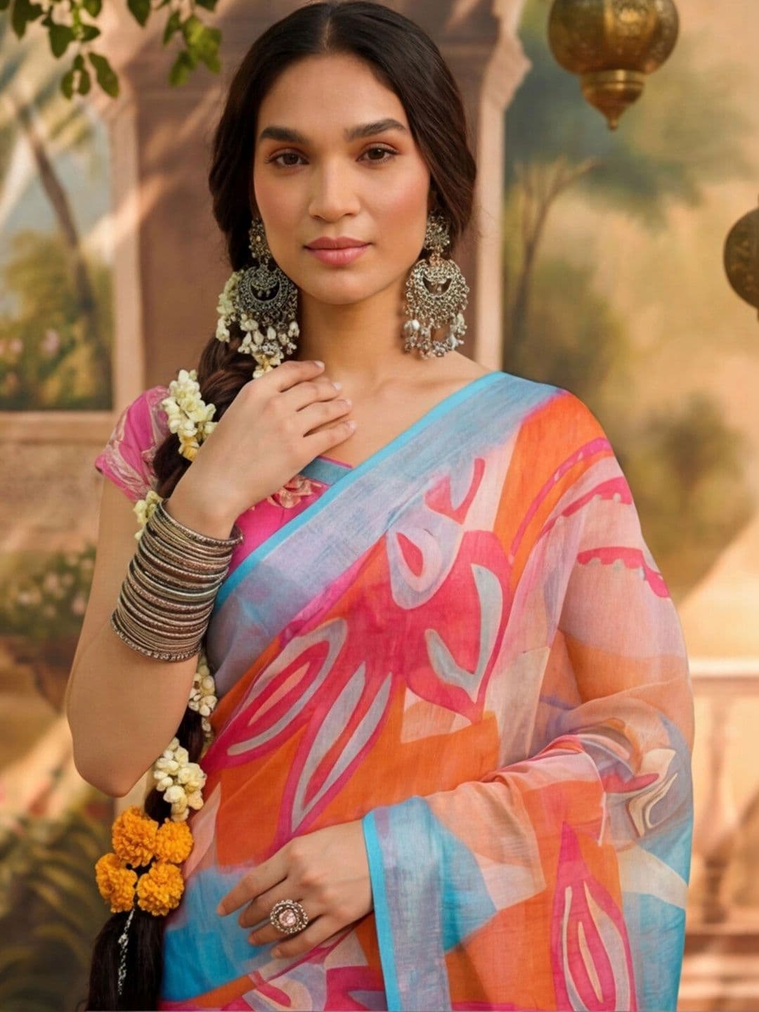 Anouk Rustic Zari Pure Linen Designer Khadi Saree thumbnail 2