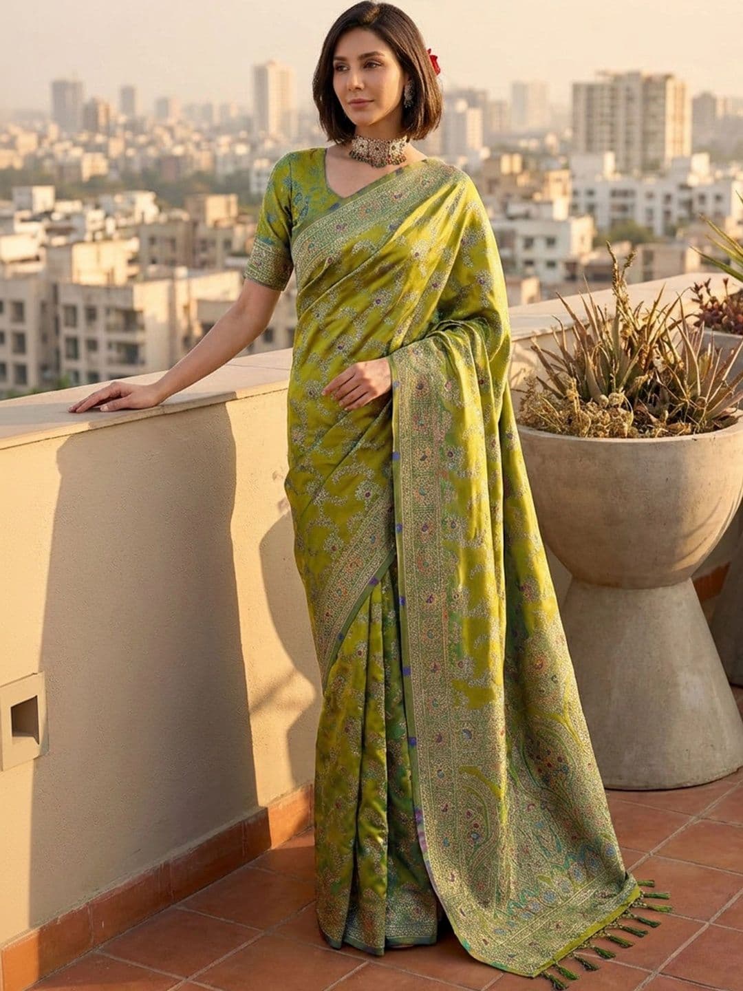 Anouk Rustic Woven Design Zari Silk Blend Designer Kanjeevaram Saree - view 1