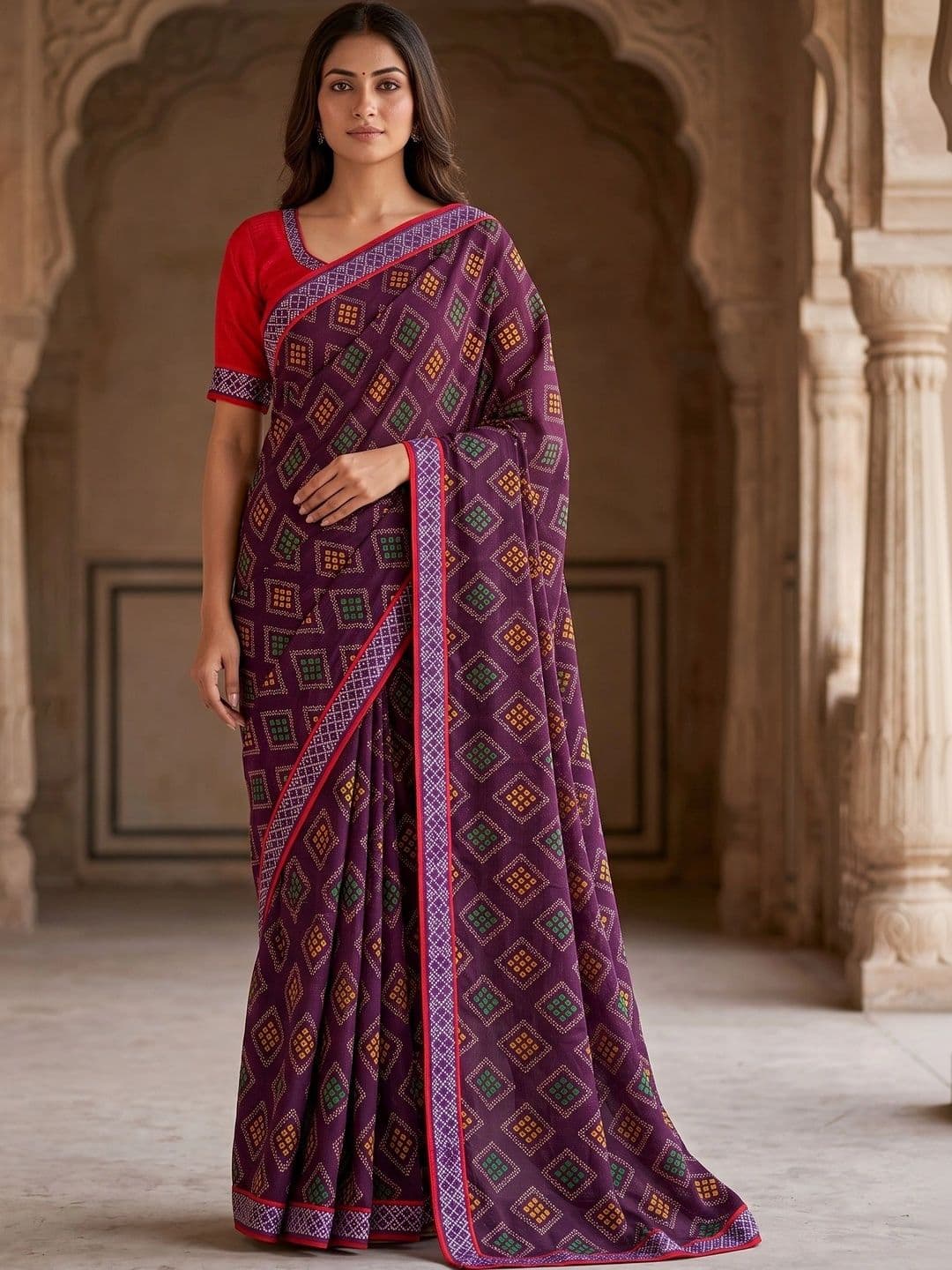 Textile Mantra Bandhani Poly Georgette Bandhani Saree - view 1