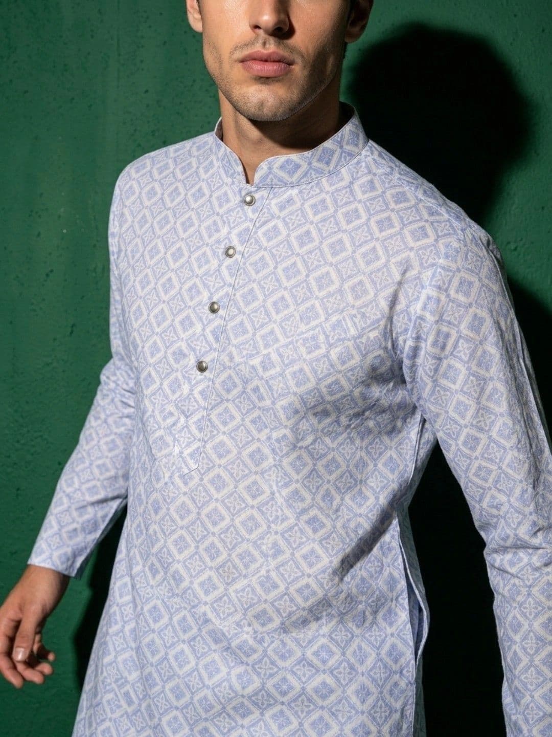 DRIP CHOWK Men Geometric Printed Jacquard Kurta thumbnail 3