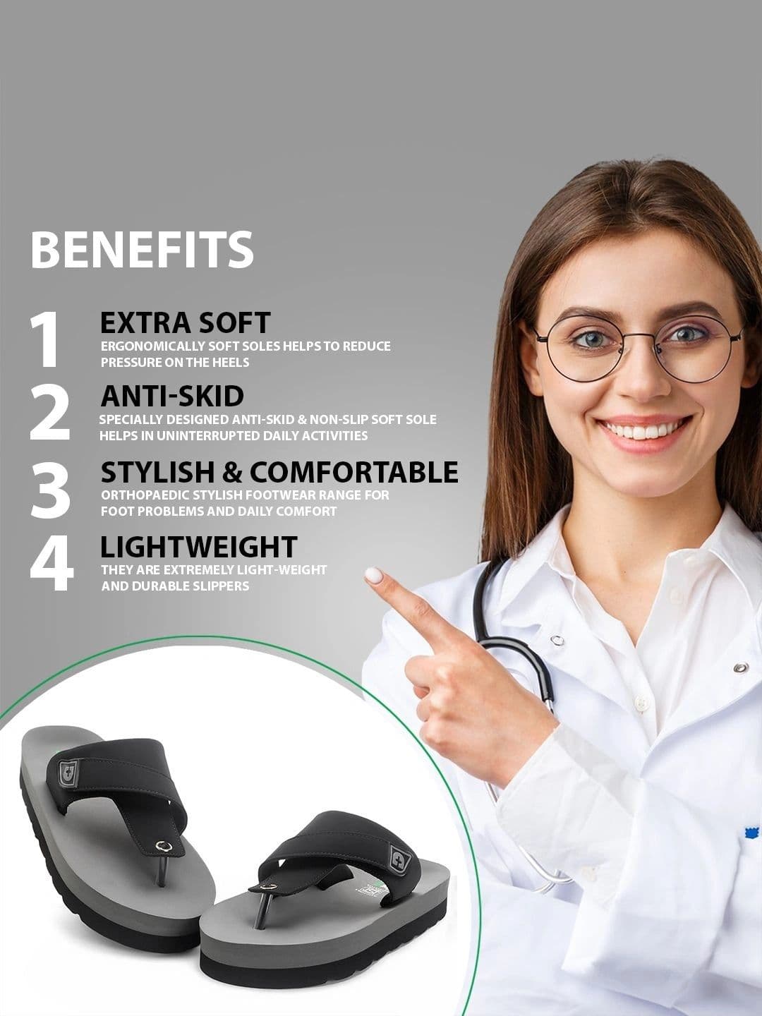 DOCTOR HEALTH SUPER SOFT Men Thong Flip-Flops thumbnail 3