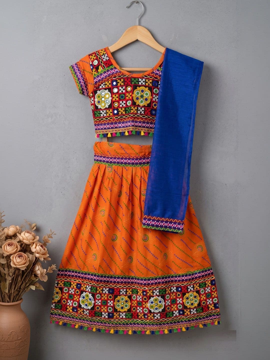 ahhaaaa Girls Embellished Mirror Work Ready to Wear Lehenga & Blouse With Dupatta thumbnail 3