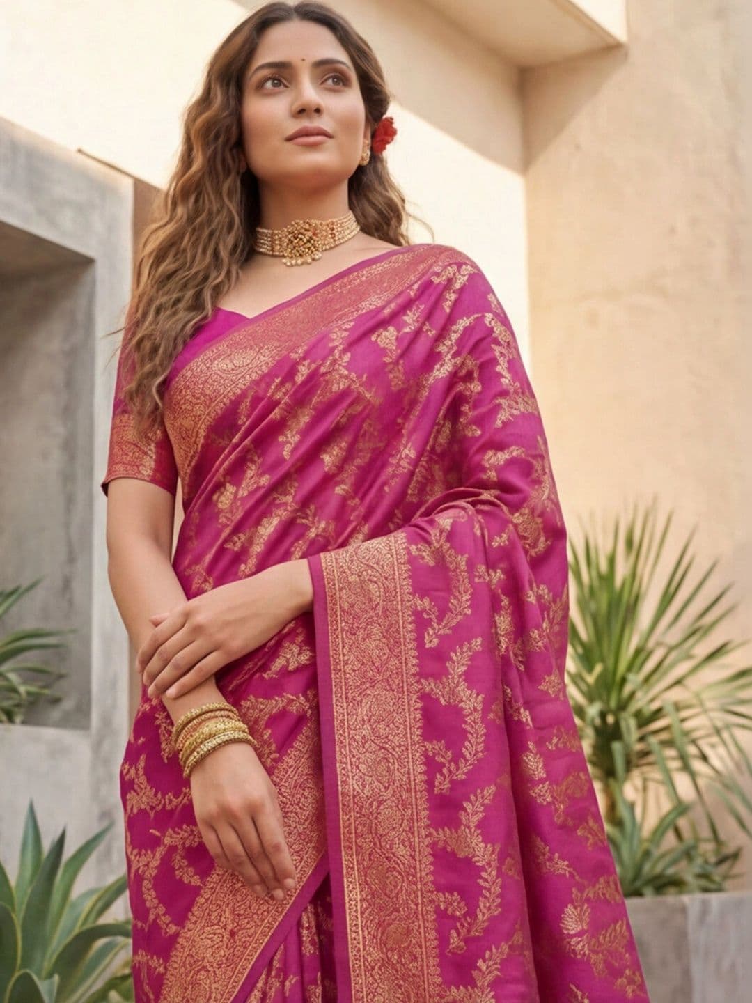 Anouk Rustic Woven Design Zari Silk Blend Designer Kanjeevaram Saree thumbnail 6