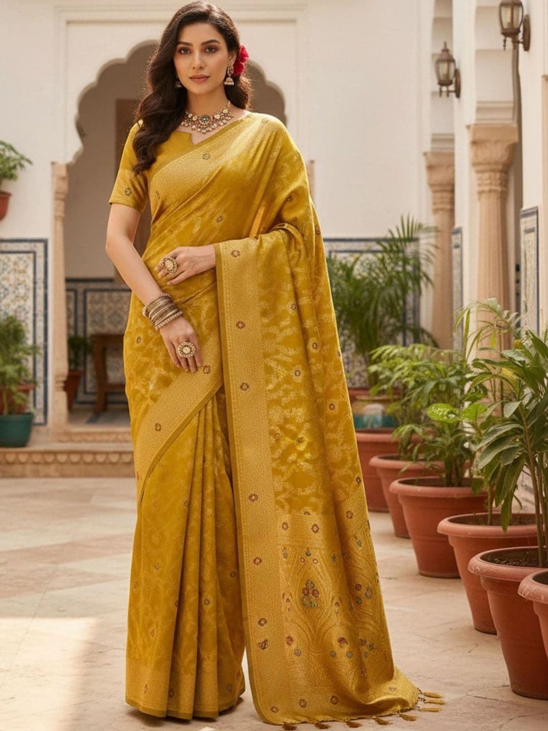Anouk Rustic Woven Design Zari Silk Blend Designer Kanjeevaram Saree - view 1