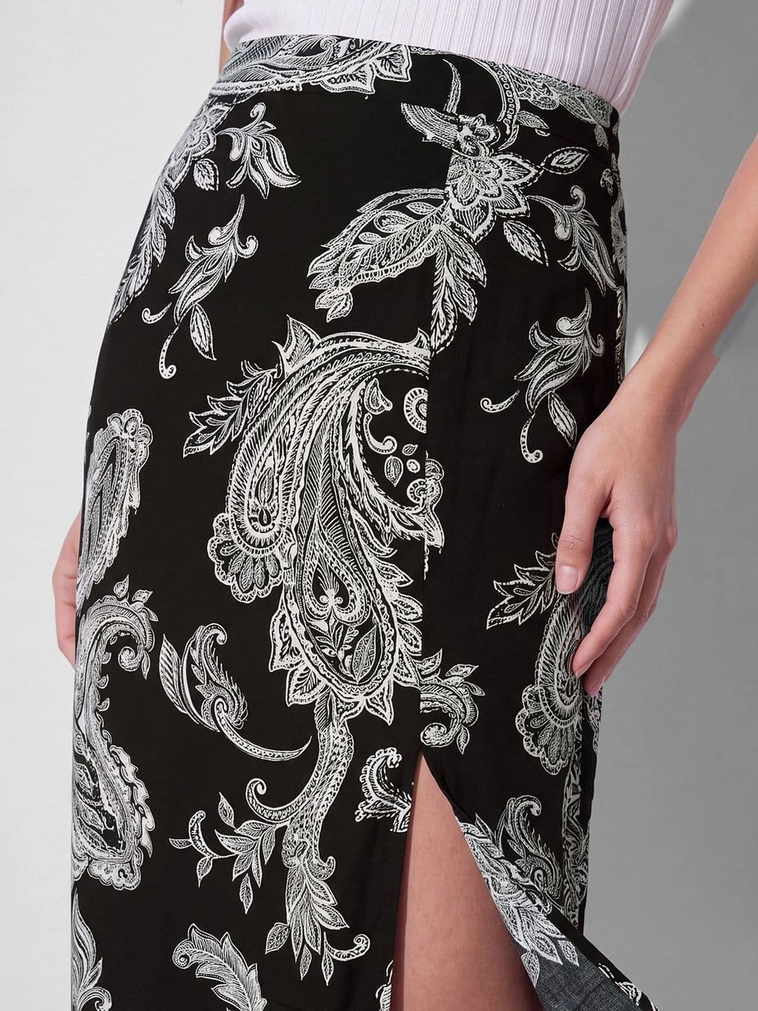 Fame Forever by Lifestyle Women Paisley Front Slit Midi Wrap Skirt thumbnail 4