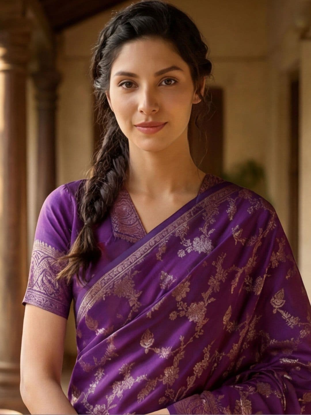 Anouk Rustic Woven Design Zari Silk Blend Designer Kanjeevaram Saree thumbnail 3