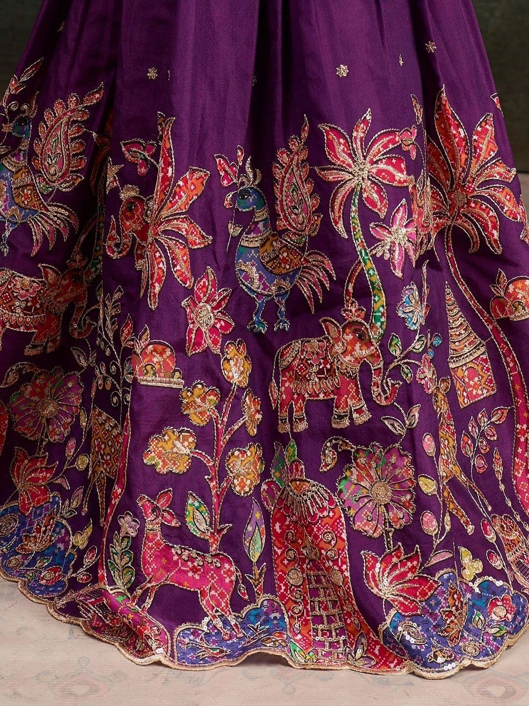Tasarika Girls Embroidered Kalamkari Ready to Wear Lehenga & thumbnail 5
