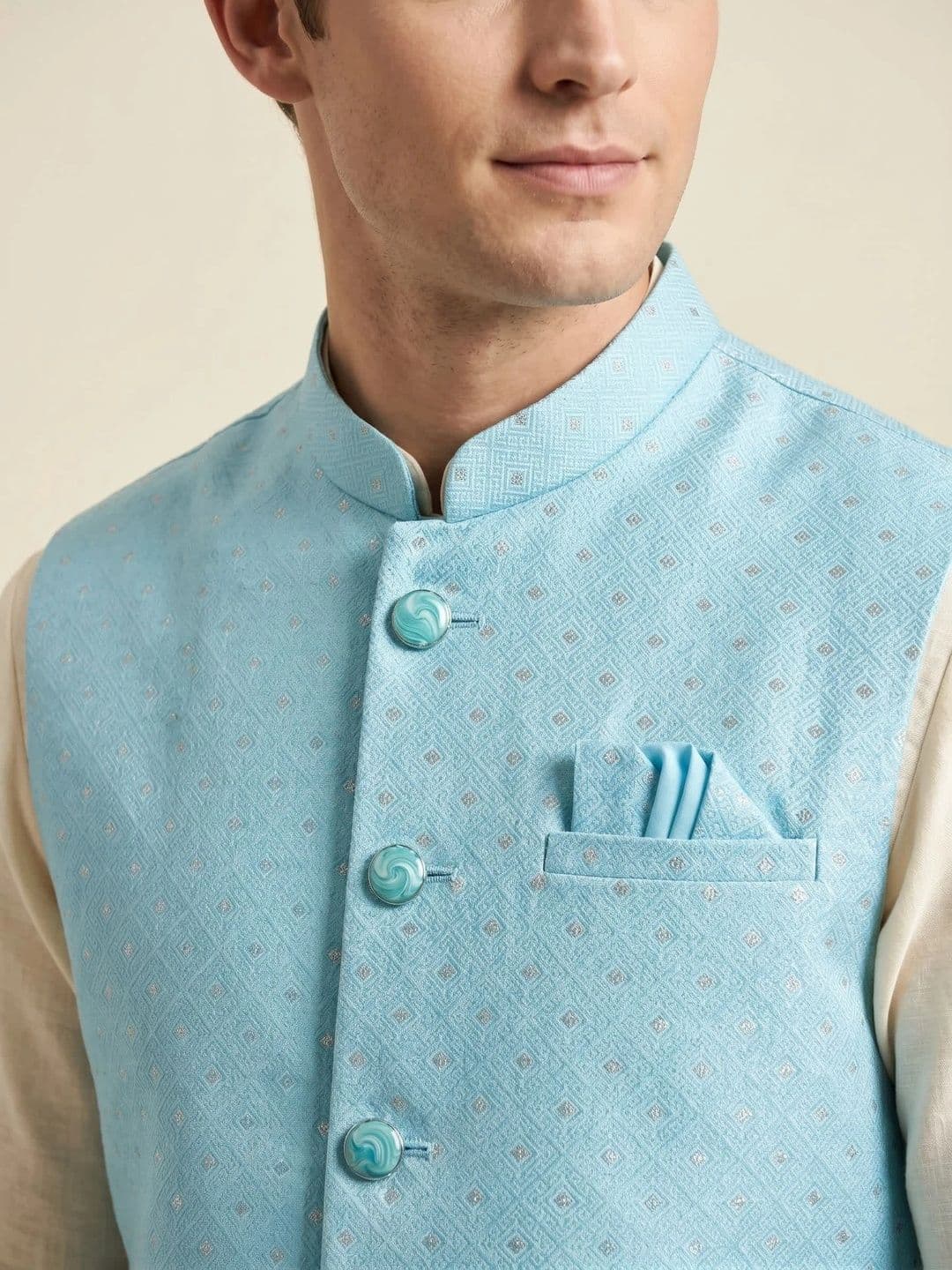 Safa Marwa Woven Design Nehru Jackets thumbnail 4
