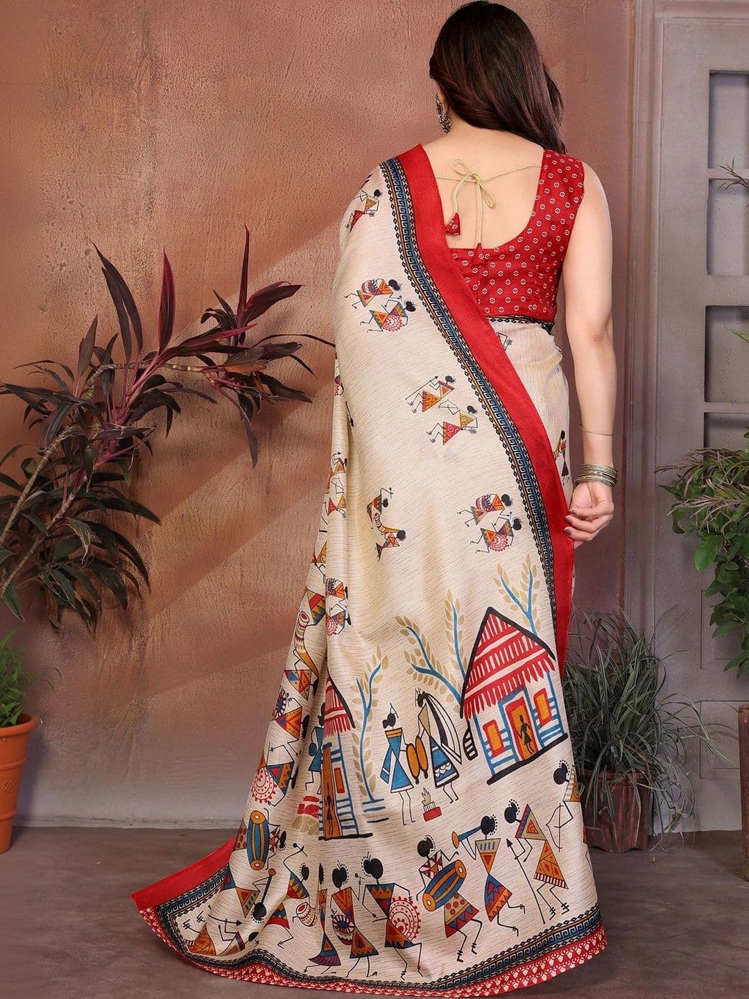 Yashika Warli Art Silk Saree thumbnail 2