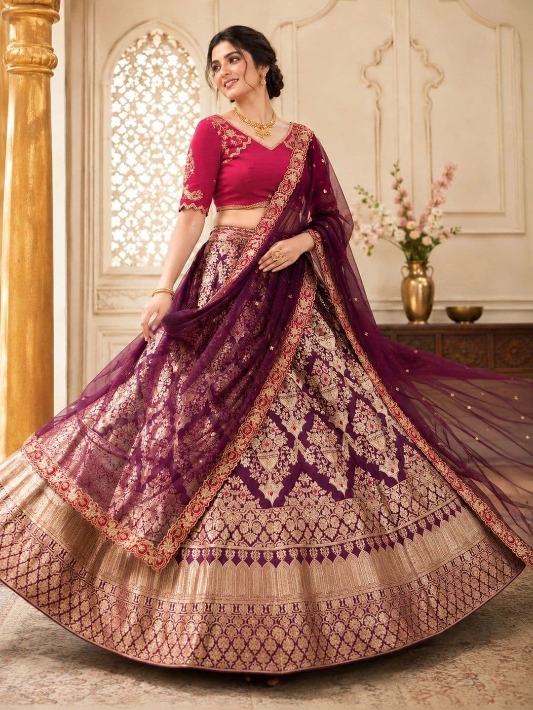 KALINI Embroidered Ready to Wear Lehenga & Unstitched Blouse With Dupatta thumbnail 2