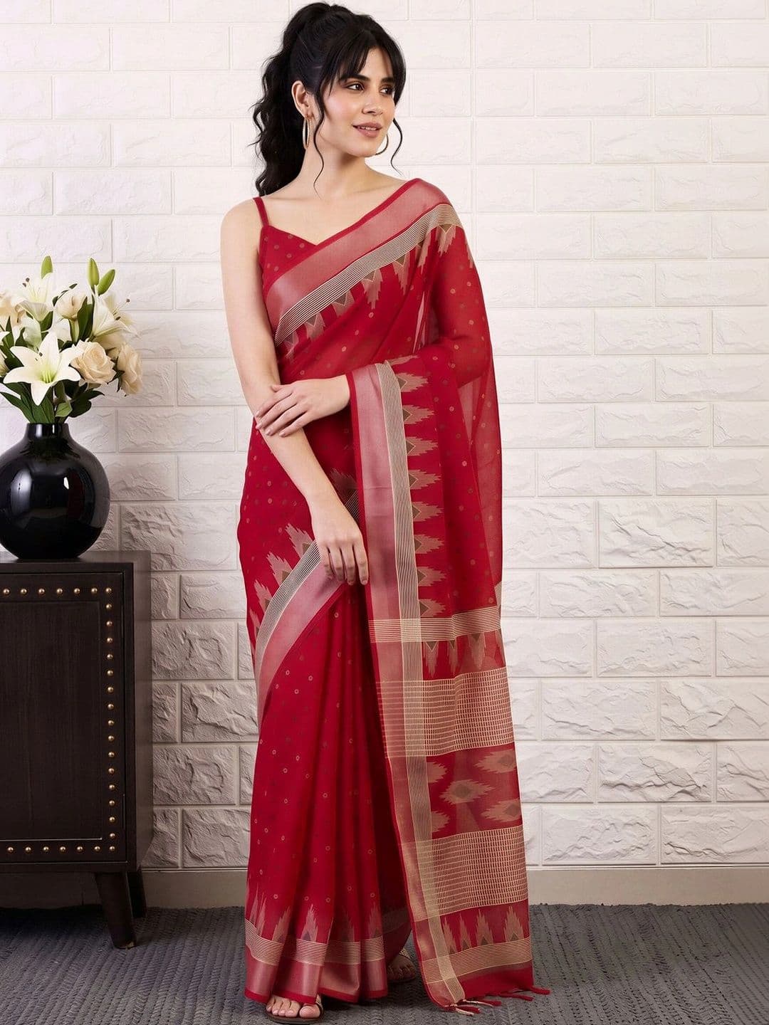 Anouk Woven Design Zari Designer Bagru Saree - view 1