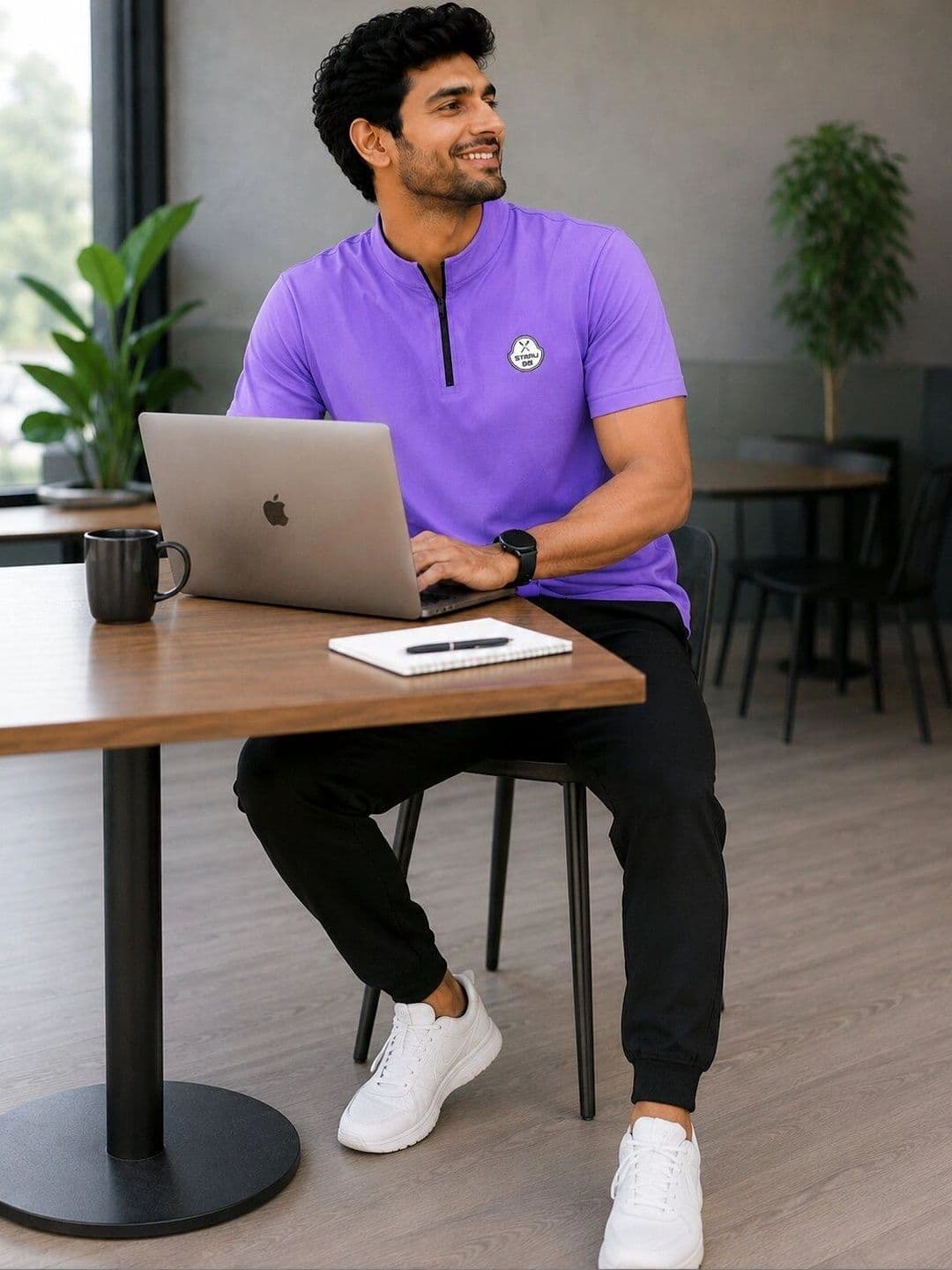 STRAY88 Lavender Brand Logo High Neck T-shirt thumbnail 2