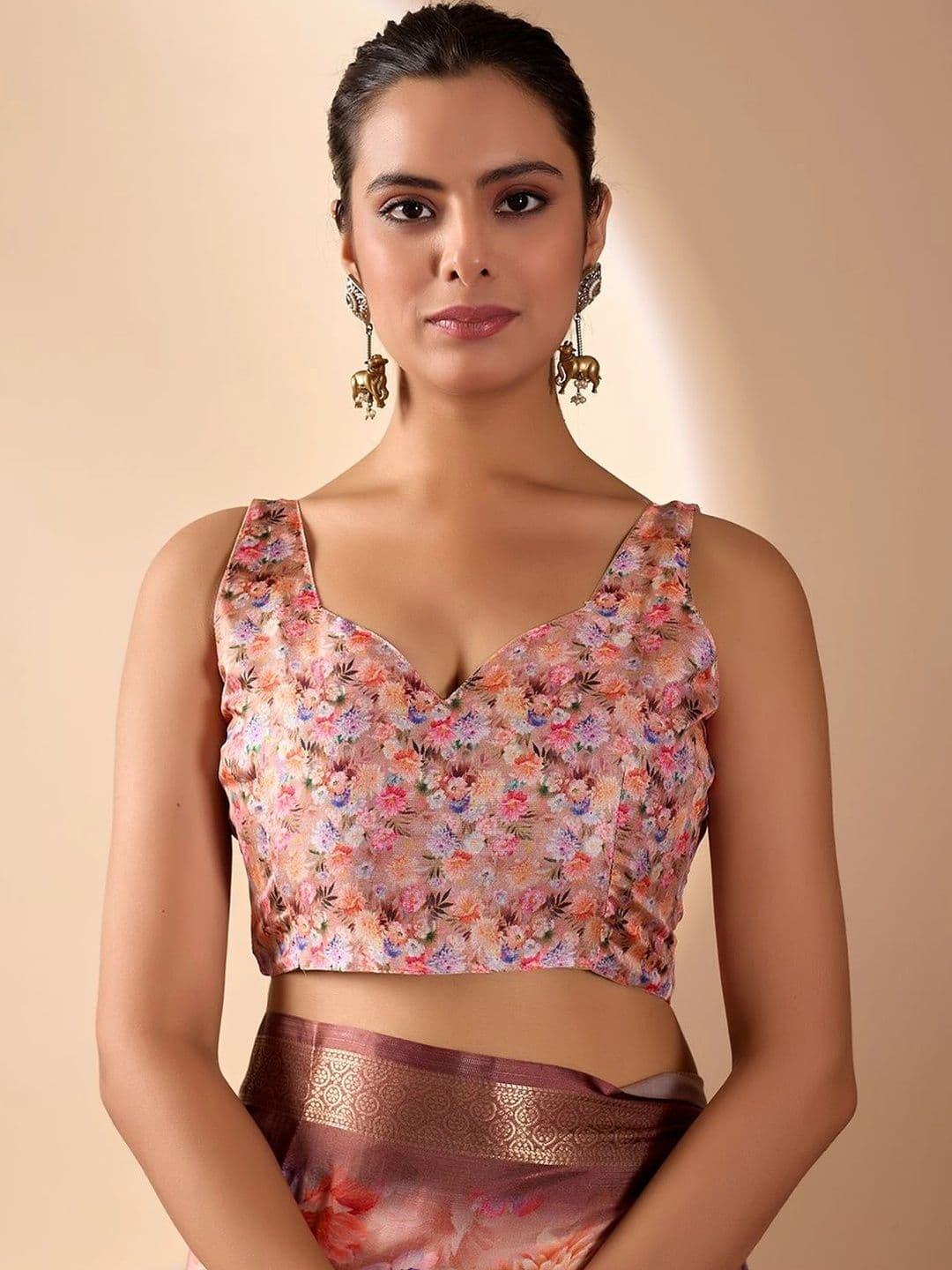Moda Rapido Floral Zari Silk Blend Designer Saree thumbnail 2