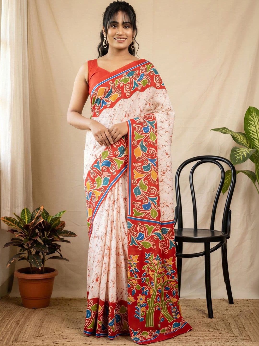 Anouk Batik Designer Block Print Saree thumbnail 3