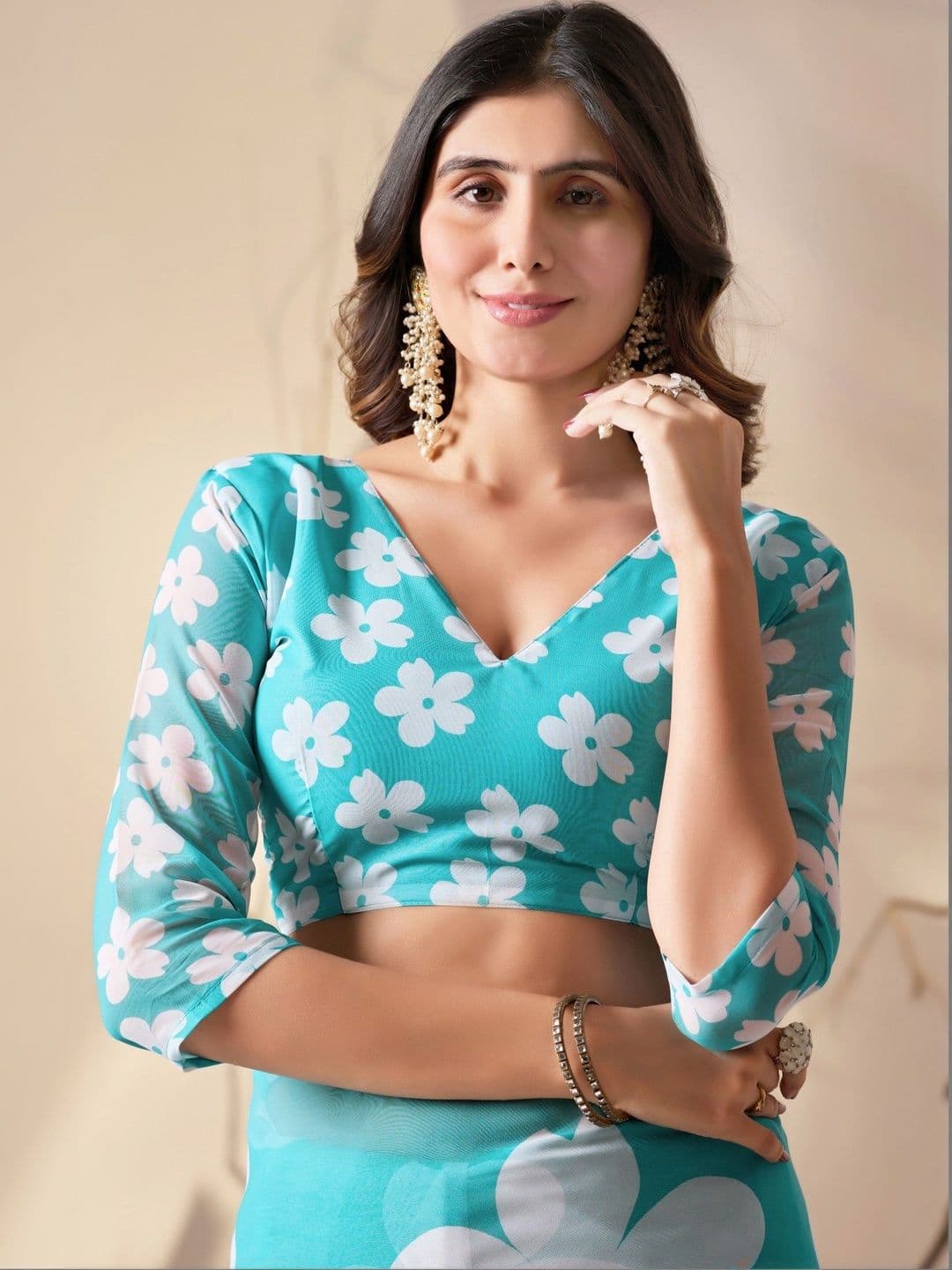 Moda Rapido Floral Poly Georgette Designer Saree thumbnail 7