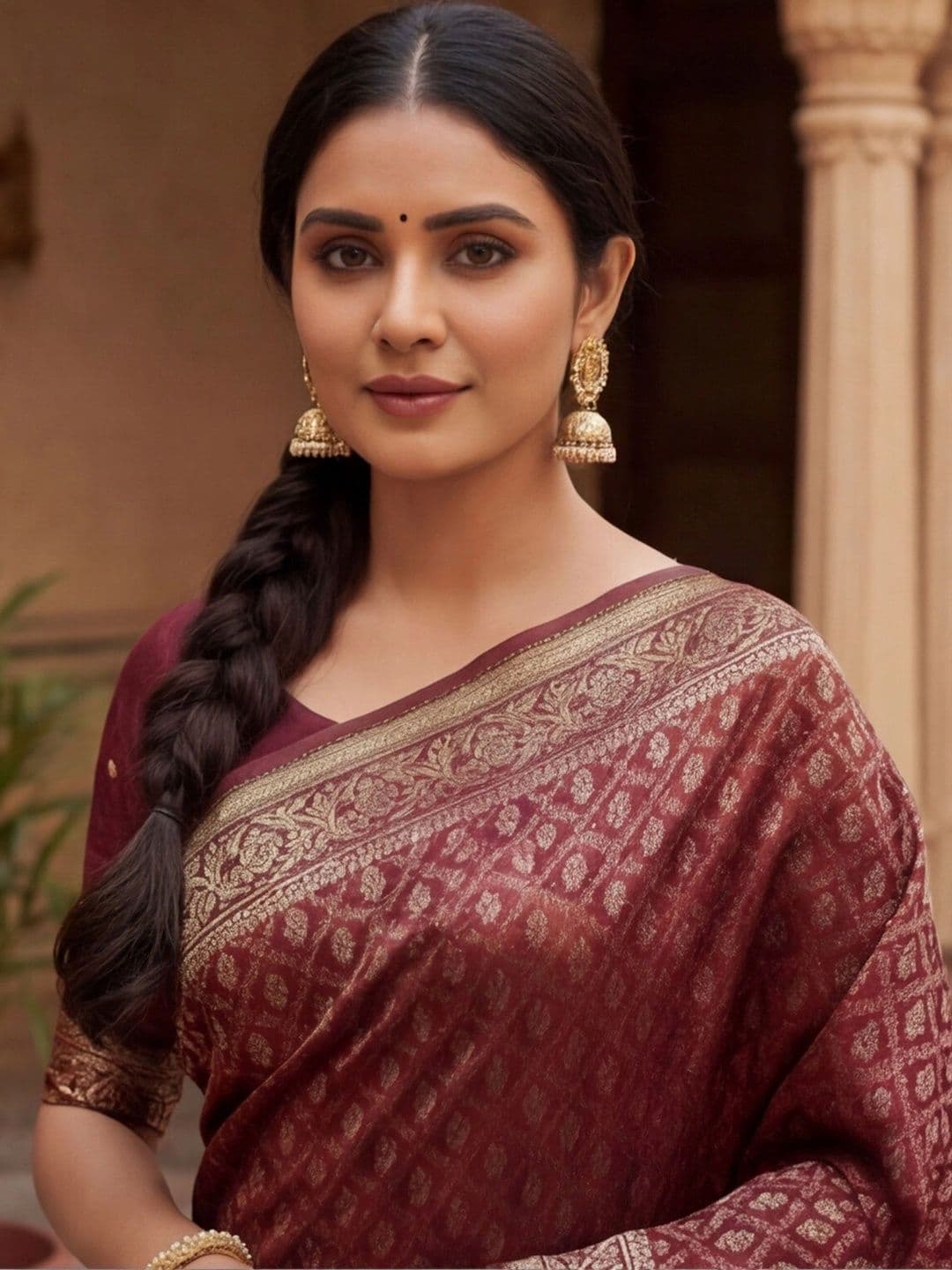 Anouk Rustic Woven Design Zari Silk Blend Designer Banarasi Saree thumbnail 3