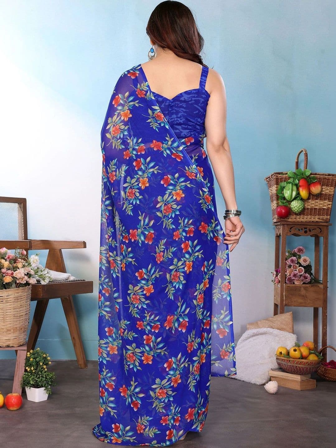NIRVAAN Floral Pure Georgette Saree thumbnail 4