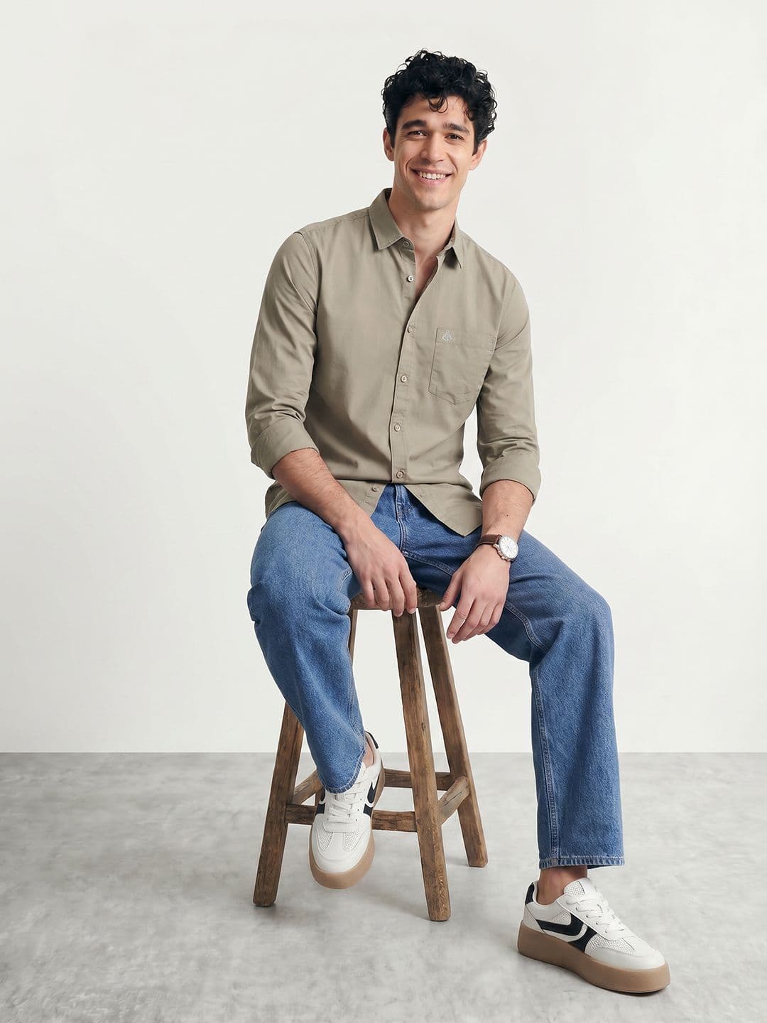 Mast & Harbour Soft Touch Cotton Green Shirt thumbnail 3