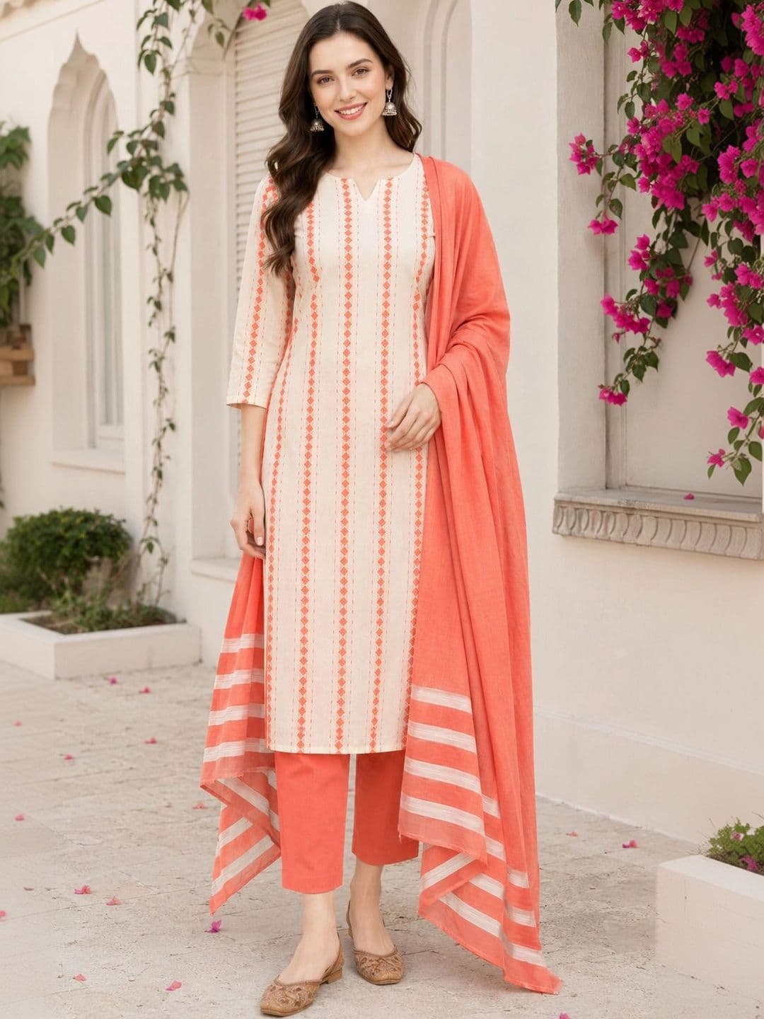 HIVA TRENDZ Women Printed Regular Pure Cotton Kurta with Trousers & With Dupatta - view 1